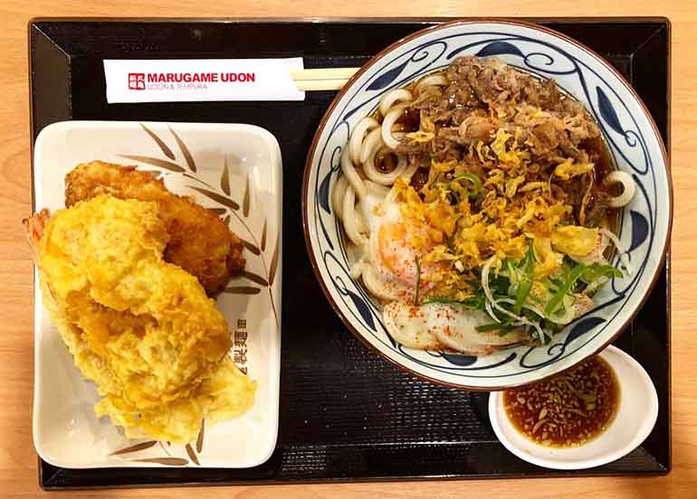 Beef Udon and Tempura from Marugame Udon 