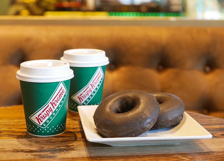 Choco Glazed Doughnut with Original Coffee from Krispy Kreme
