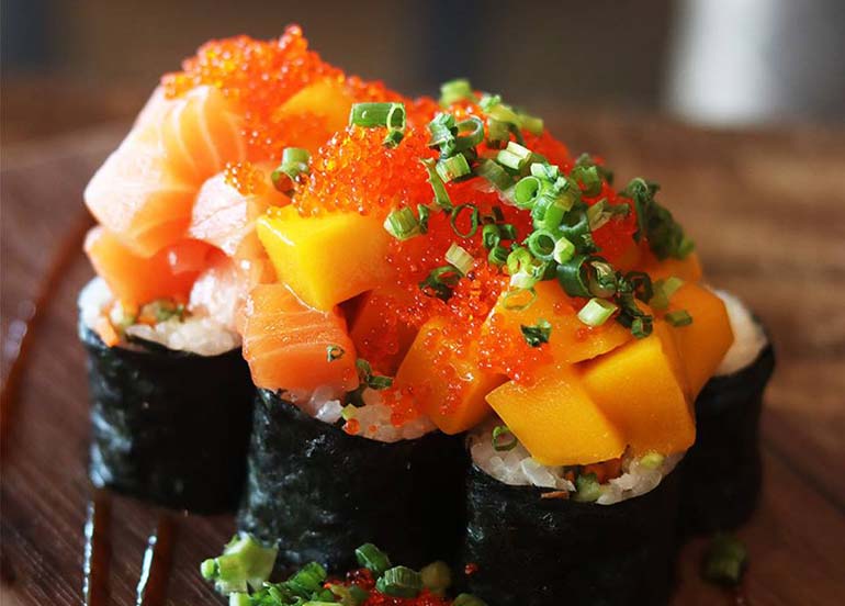 Salmon Sushi with Caviar from Watami