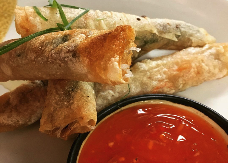 Spring Rolls with sweet chili sauce from Crescent Moon Cafe