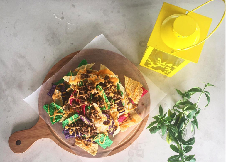 Colored Nachos from Yellow Lantern Cafe 
