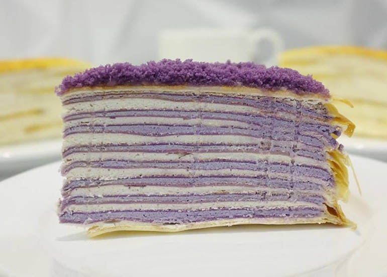 Slice of Ube Mille Crepe from Paper Moon PH