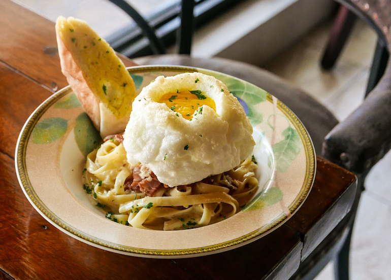 fino deli, pasta, egg