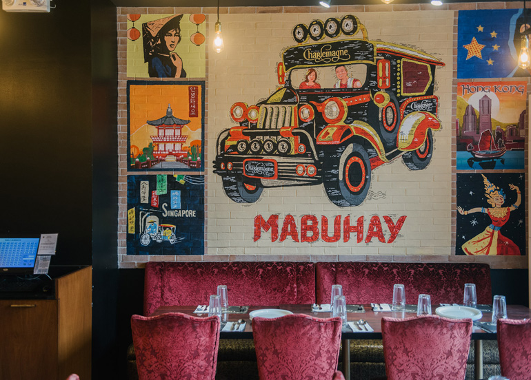 Mural painting and interiors from Bistro Charlemagne