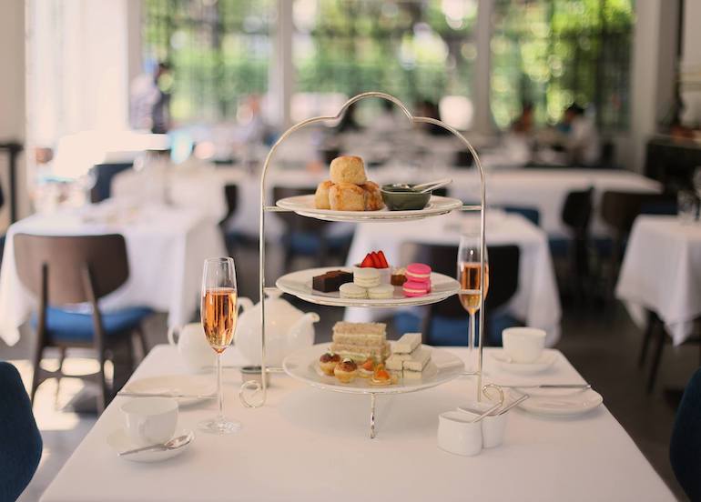 Afternoon tea with champagne flutes at Blackbird 