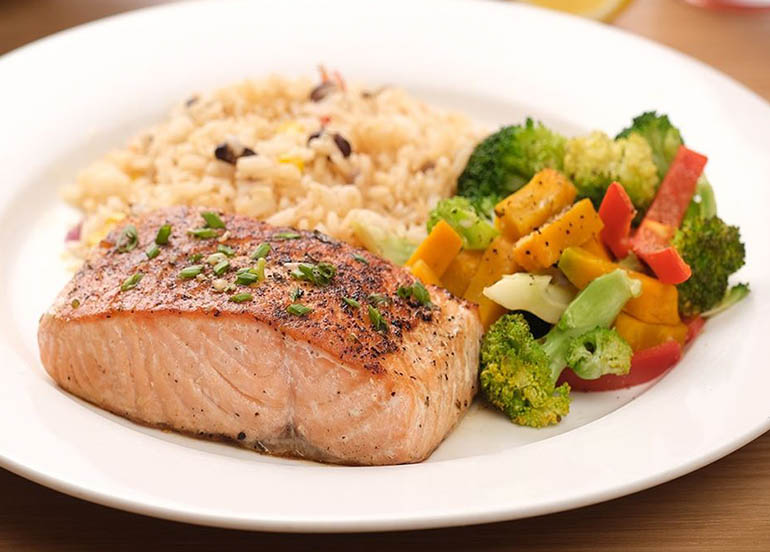 Salmon, Vegetables, and Rice from Chili's Philippines