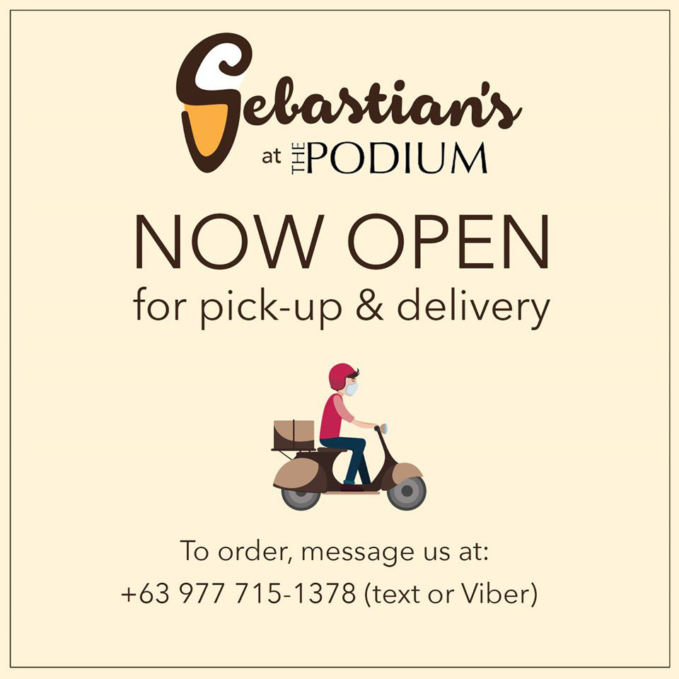 Now Open for Pick Up and Delivery from Sebastian's Ice Cream