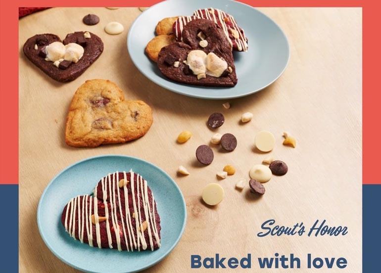 scouts honor, heart-shaped cookies