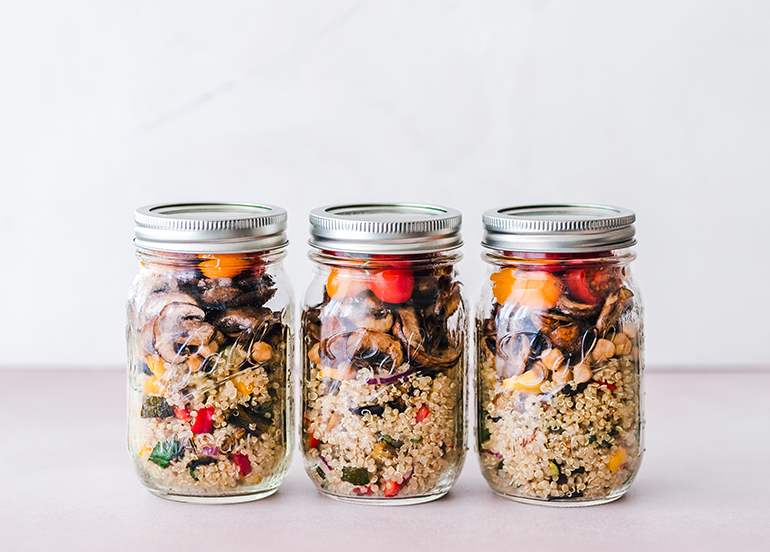 Meal Prepped Meals in Mason Jars