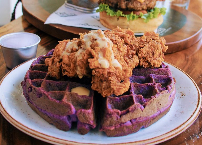 the fat seed cafe ube waffles