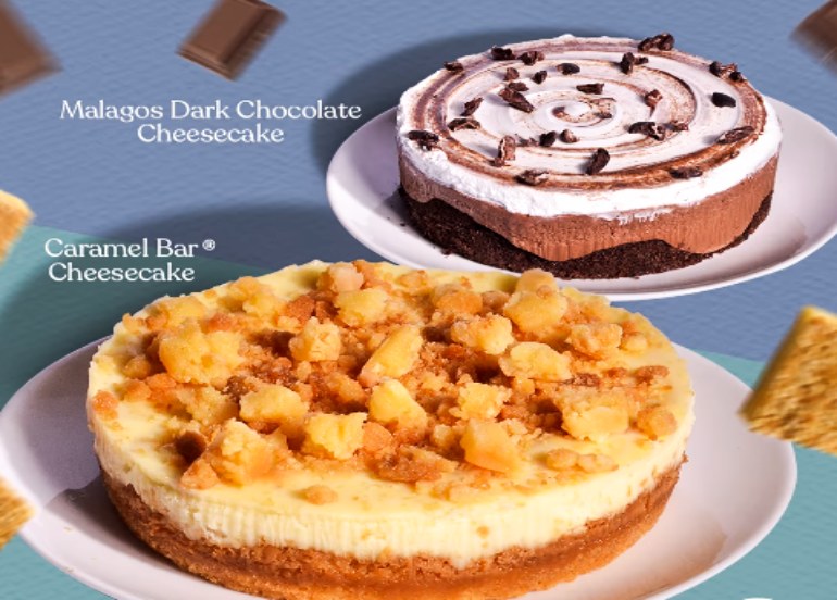 max's Malagos Dark chocolate cake and caramel bar cheesecake