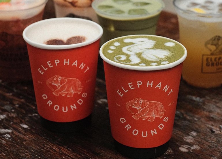 elephant grounds matcha latte