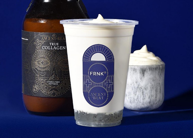 frnk milk bar yogurt pure blend ancient + brave true collagen