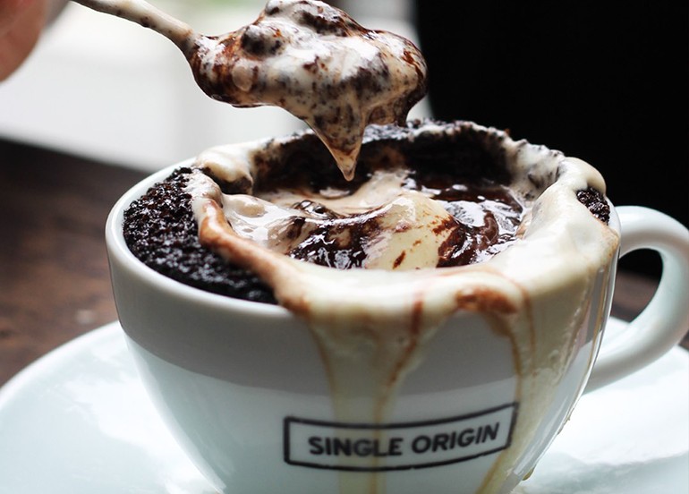 single origin coffee cappuccino lava cake