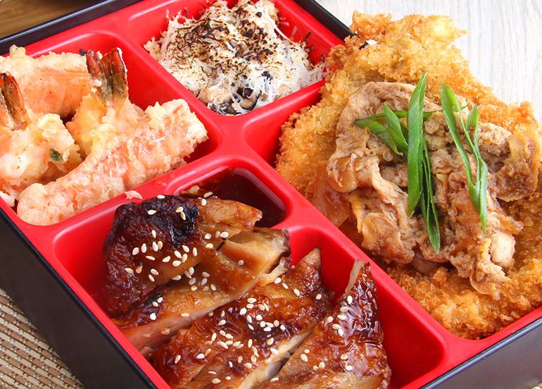 tempura grill chicken teriyaki bento box