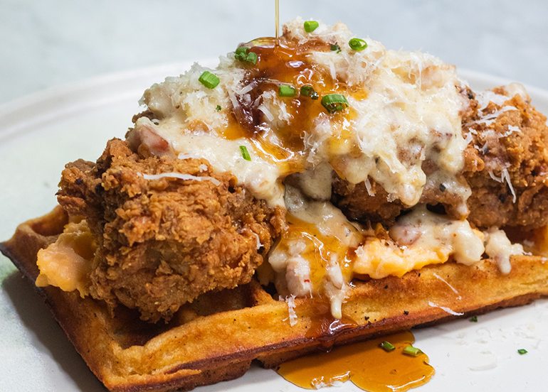 wildflour chicken and waffles